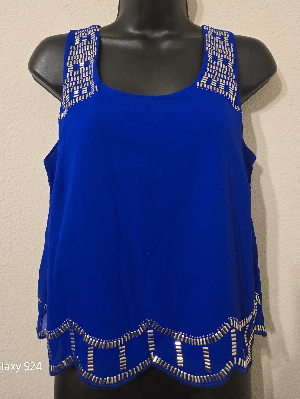 Charlotte Russe Royal Blue With Gold Embellished Tank Top